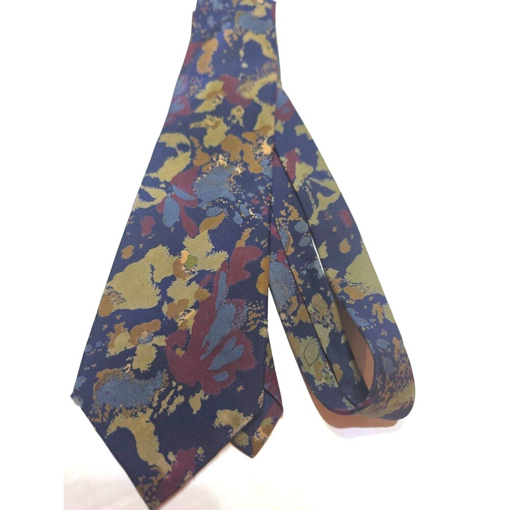 Mulberry Thai Pure Silk Abstract Watercolor Earthy Splatter Tie Hand Sewn USA